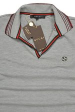 GUCCI Men's Cotton Polo Shirt In Gray #321