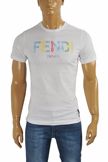 FENDI men's cotton T-shirt with front print #23 - Click Image to Close