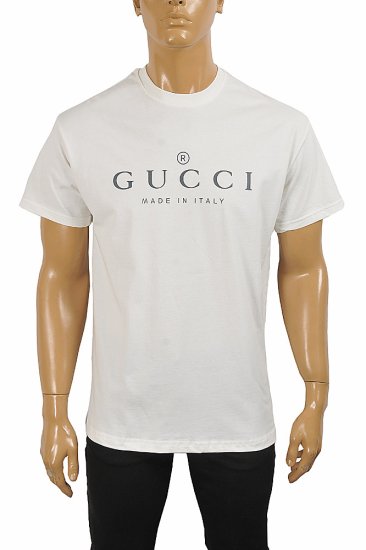GUCCI cotton T-shirt with front logo print 296 - Click Image to Close