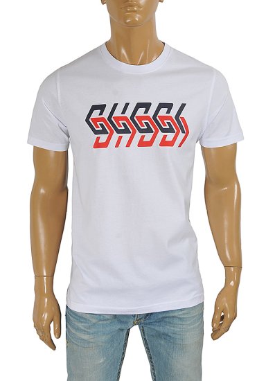 GUCCI cotton T-shirt with front logo print 314 - Click Image to Close