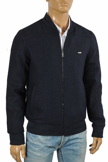 PRADA men's bomber knitted jacket in navy blue 42 - Click Image to Close