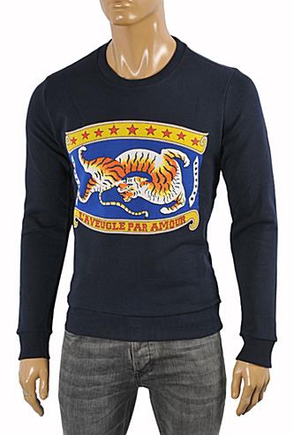 GUCCI men's cotton sweatshirt with front tiger print #360 - Click Image to Close