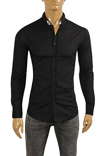 EMPORIO ARMANI Men's Dress Shirt In Black #254 - Click Image to Close