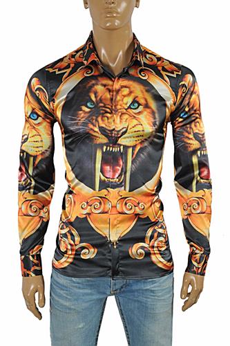 VERSACE Tiger print men's dress shirt #172 - Click Image to Close