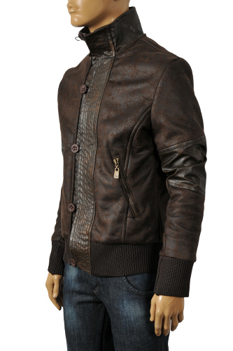 EMPORIO ARMANI Men's Artificial Leather Warm Winter Jacket #107 - Click Image to Close