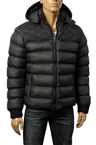 GUCCI Men's Hooded Warm Jacket In Black #139 - Click Image to Close