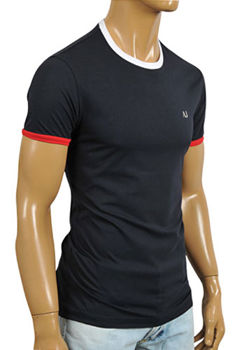 ARMANI JEANS Men's Short Sleeve Tee In Navy Blue #91 - Click Image to Close