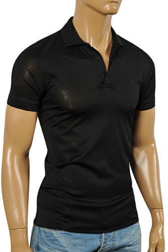GUCCI Men's Cotton Polo Shirt In Black #296 - Click Image to Close