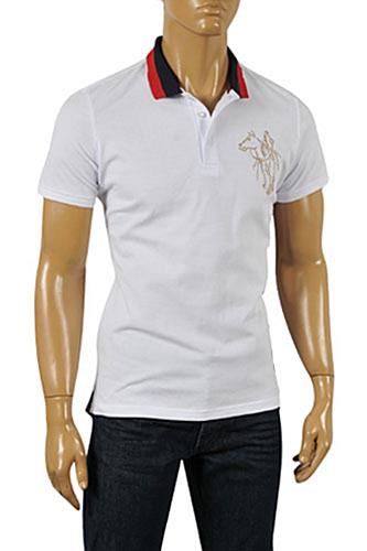 GUCCI Men's Cotton Polo Shirt In White 316 - Click Image to Close