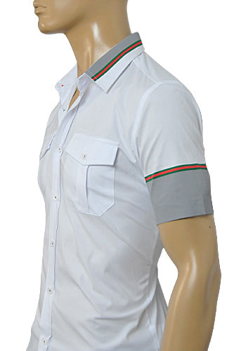 GUCCI Mens Short Sleeve Shirt In White #167 - Click Image to Close