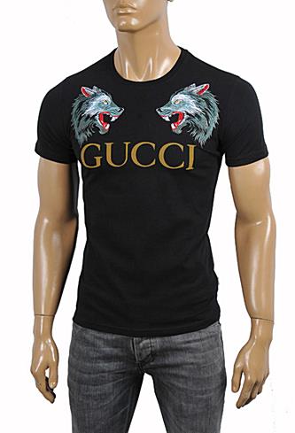 GUCCI Cotton T-Shirt with Angry Wolfs Embroidery #218 - Click Image to Close