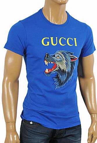 GUCCI Cotton T-Shirt with Angry Wolf Embroidery #220 - Click Image to Close