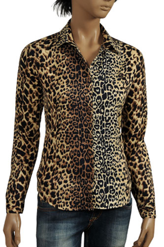 ROBERTO CAVALLI Leopard Print Ladies' Dress Shirt #283 - Click Image to Close