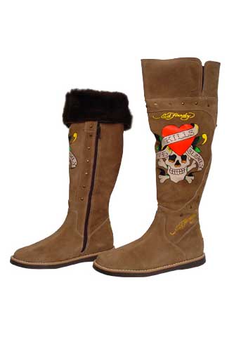 Ed Hardy Ladies High Leather Winter Shoes #108 - Click Image to Close