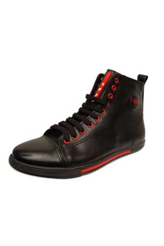 PRADA Ladies High Leather Sneaker Shoes #105 - Click Image to Close