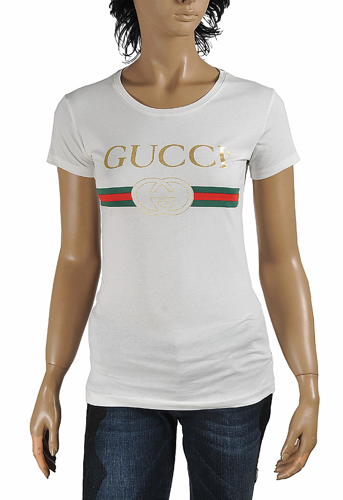 gucci logo t shirt women's
