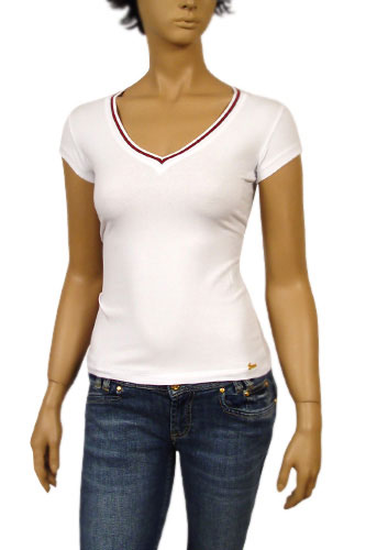 GUCCI Ladies V-Neck Short Sleeve Tee #59 - Click Image to Close